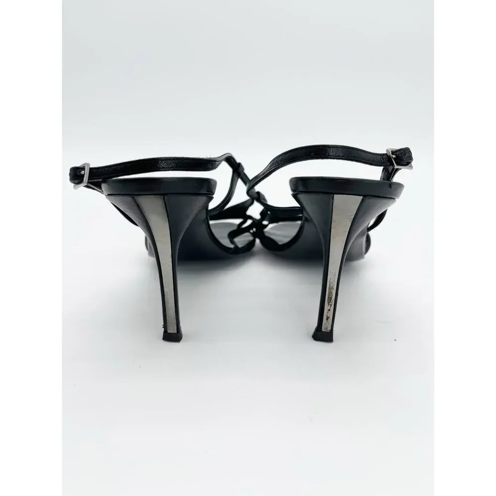 Christian Dior Vintage Y2K Black Woven Strappy Slingback Heel Sandals EU 40.5